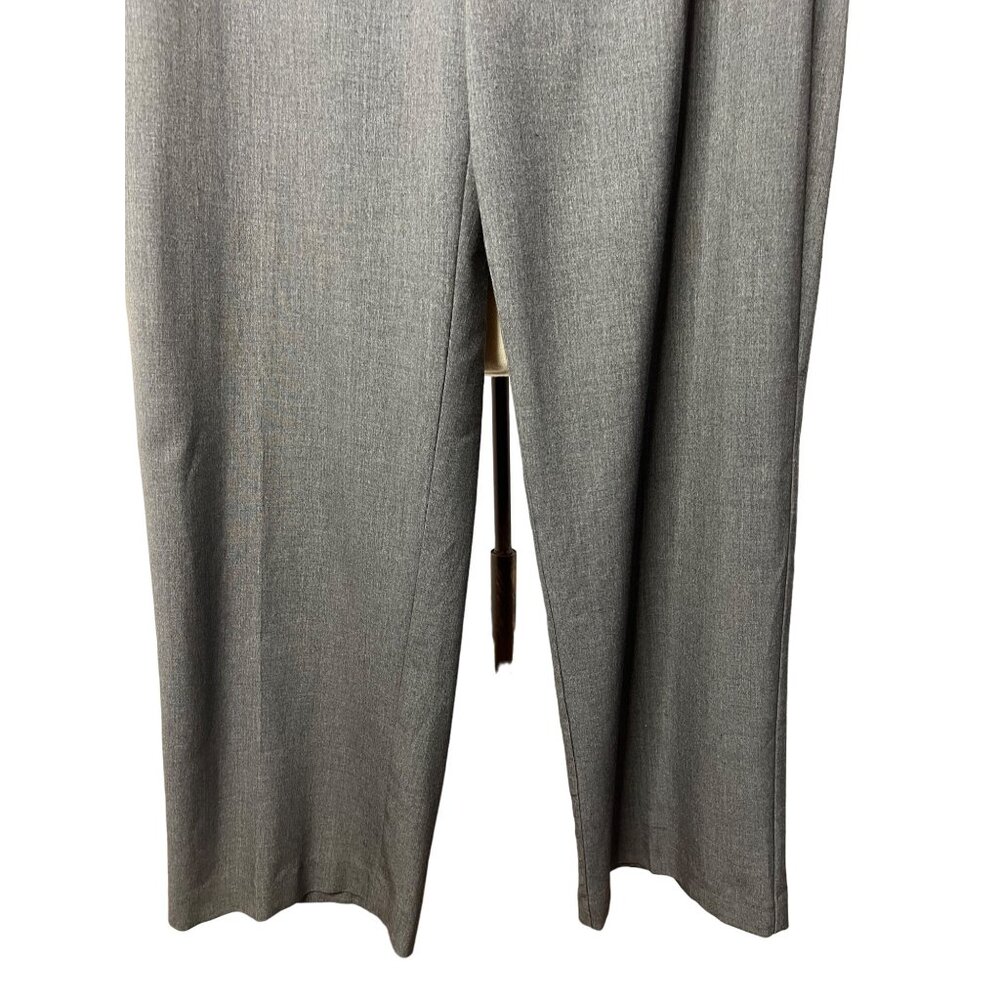 Counterparts Women's Dress Pants Size 14P Dark Grey Tummy Control Wide Leg Zip - Picture 3 of 11